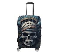 LLUTSNTH Skeleton Pirate Suitcase Covers Luggage Protector - Travel Elastic Baggage Case Protective, Washable Anti-scratch Large Suit Case Cover for Suitcases Fits 19-32 Inch Luggages, white, XL