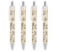 LLUTSNTH Sketch Style Vegetables Ballpoint Pens Black Medium Point 0.55mm Ball Point Pen Retractable Office Pens with Super Soft Grip Writing Ink Pen for Men Women 4 PCS