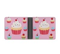 LLUTSNTH Slim Leather Wallet for Men - A Pattern with Horses As A Background Bifold Card Holder for Daily Travel, Mens Money Clip, cute cupcake, One Size, Modern