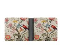 LLUTSNTH Slim Leather Wallet for Men - Angel Feathers Bifold Card Holder for Daily Travel, Mens Money Clip, Flowers and Birds, One Size, Modern