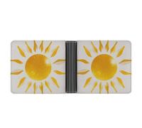 LLUTSNTH Slim Leather Wallet for Men - Blue And White Chinese Style Flower And Bird Bifold Card Holder for Daily Travel, Mens Money Clip, Abstract Art Golden Sunlight, One Size, Modern