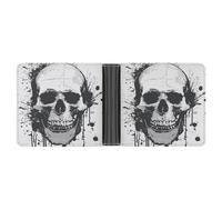 LLUTSNTH Slim Leather Wallet for Men - Cartoon Pumpkin Head Bifold Card Holder for Daily Travel, Mens Money Clip, Simple Skull Graphic, One Size, Modern