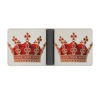 LLUTSNTH Slim Leather Wallet for Men - Donkey And Flower Bifold Card Holder for Daily Travel, Mens Money Clip, red crown, One Size, Modern