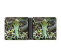 LLUTSNTH Slim Leather Wallet for Men - Donkey And Flower Bifold Card Holder for Daily Travel, Mens Money Clip, Cobra Snake, One Size, Modern