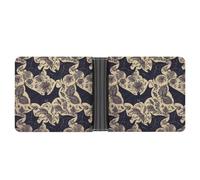 LLUTSNTH Slim Leather Wallet for Men - Dutch Windmill Bifold Card Holder for Daily Travel, Mens Money Clip, Bat Print, One Size, Modern