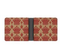 LLUTSNTH Slim Leather Wallet for Men - Moonlight Watercolor Style Ninja Bifold Card Holder for Daily Travel, Mens Money Clip, Red crown, One Size, Modern