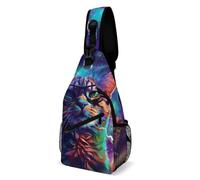 LLUTSNTH Sling Bag for Travel & Hiking, A Reindeer Standing Crossbody Chest Pack Fanny Pack with Adjustable Strap, Cat Wearing Glasses, 38x20cm