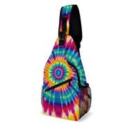 LLUTSNTH Sling Bag for Travel & Hiking, A Reindeer Standing Crossbody Chest Pack Fanny Pack with Adjustable Strap, Tie Dye Pattern, 38x20cm
