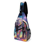 LLUTSNTH Sling Bag for Travel & Hiking, Angelic Little Girl Crossbody Chest Pack Fanny Pack with Adjustable Strap, Astra Elephant, 38x20cm, Astra Elephant