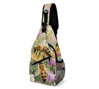 LLUTSNTH Sling Bag for Travel & Hiking, Angelic Little Girl Crossbody Chest Pack Fanny Pack with Adjustable Strap, Bees, 38x20cm, Bees