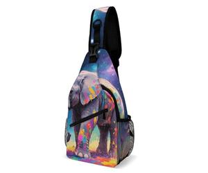 LLUTSNTH Sling Bag for Travel & Hiking, Angelic Little Girl Crossbody Chest Pack Fanny Pack with Adjustable Strap, Astra Elephant, 38x20cm, Astra Elephant