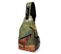LLUTSNTH Sling Bag for Travel & Hiking, Animal Pit Bull Crossbody Chest Pack Fanny Pack with Adjustable Strap, Wiener Dog, 38x20cm