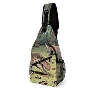 LLUTSNTH Sling Bag for Travel & Hiking, Animal Pit Bull Crossbody Chest Pack Fanny Pack with Adjustable Strap, Dinosaur Jungle, 38x20cm