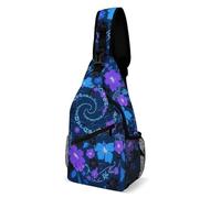 LLUTSNTH Sling Bag for Travel & Hiking, Animal Pit Bull Crossbody Chest Pack Fanny Pack with Adjustable Strap, Blue - Purple - Black Floral, 38x20cm