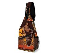LLUTSNTH Sling Bag for Travel & Hiking, Black Chinese Dragon Crossbody Chest Pack Fanny Pack with Adjustable Strap, African Map Ethnic Pattern, 38x20cm, African Map Ethnic Pattern