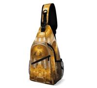 LLUTSNTH Sling Bag for Travel & Hiking, Black Vulture over Canyon Crossbody Chest Pack Fanny Pack with Adjustable Strap, Byzantine Golden Church, 38x20cm, Byzantine Golden Church