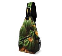 LLUTSNTH Sling Bag for Travel & Hiking, Blue And Black Tribal Pattern Crossbody Chest Pack Fanny Pack with Adjustable Strap, Cacti and Succulents, 38x20cm