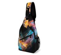 LLUTSNTH Sling Bag for Travel & Hiking, Blue Butterfly Pattern Crossbody Chest Pack Fanny Pack with Adjustable Strap, Bright Heart Shape, 38x20cm