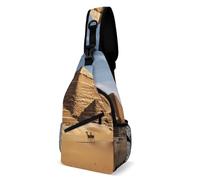 LLUTSNTH Sling Bag for Travel & Hiking, Blue Flame Crossbody Chest Pack Fanny Pack with Adjustable Strap, Ancient Egypt Pyramid, 38x20cm, Ancient Egypt Pyramid