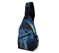 LLUTSNTH Sling Bag for Travel & Hiking, Blue Flame Crossbody Chest Pack Fanny Pack with Adjustable Strap, Artificial Intelligence Brain, 38x20cm, Artificial Intelligence Brain