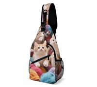 LLUTSNTH Sling Bag for Travel & Hiking, Colorful Frog Crossbody Chest Pack Fanny Pack with Adjustable Strap, Cute Kittens, 38x20cm, Cute Kittens