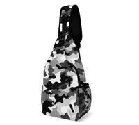 LLUTSNTH Sling Bag for Travel & Hiking, Cupcake Pattern Crossbody Chest Pack Fanny Pack with Adjustable Strap, Black Grey White Camo, 38x20cm, Black Grey White Camo