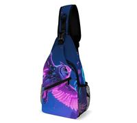 LLUTSNTH Sling Bag for Travel & Hiking, Domestic Cat Crossbody Chest Pack Fanny Pack with Adjustable Strap, Cyber Owl, 38x20cm, Cyber Owl