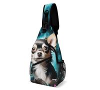 LLUTSNTH Sling Bag for Travel & Hiking, English Bulldogs Crossbody Chest Pack Fanny Pack with Adjustable Strap, Gem Cave Chihuahua, 38x20cm