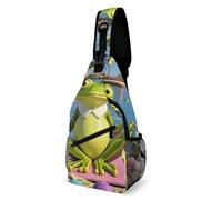 LLUTSNTH Sling Bag for Travel & Hiking, English Bulldogs Crossbody Chest Pack Fanny Pack with Adjustable Strap, Funny Yoga Frog, 38x20cm