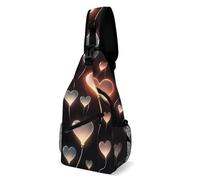 LLUTSNTH Sling Bag for Travel & Hiking, English Bulldogs Crossbody Chest Pack Fanny Pack with Adjustable Strap, Glowing Heart Love, 38x20cm