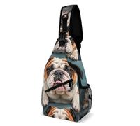 LLUTSNTH Sling Bag for Travel & Hiking, English Bulldogs Crossbody Chest Pack Fanny Pack with Adjustable Strap, Funny English Bulldog, 38x20cm