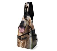 LLUTSNTH Sling Bag for Travel & Hiking, English Bulldogs Crossbody Chest Pack Fanny Pack with Adjustable Strap, Funny Golden Retriever, 38x20cm