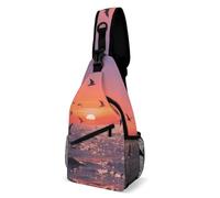 LLUTSNTH Sling Bag for Travel & Hiking, Flag of Venezuela Crossbody Chest Pack Fanny Pack with Adjustable Strap, Sunset Seagulls, 38x20cm