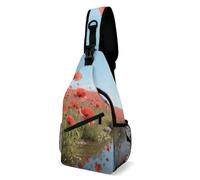 LLUTSNTH Sling Bag for Travel & Hiking, Modern Bouquet Leaves Crossbody Chest Pack Fanny Pack with Adjustable Strap, Poppy Flower, 38x20cm, Poppy Flower