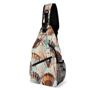 LLUTSNTH Sling Bag for Travel & Hiking, Native American Crossbody Chest Pack Fanny Pack with Adjustable Strap, Various Shell Patterns, 38x20cm, Various Shell Patterns