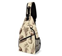 LLUTSNTH Sling Bag for Travel & Hiking, Native American Crossbody Chest Pack Fanny Pack with Adjustable Strap, Sketch Style Vegetables, 38x20cm, Sketch Style Vegetables