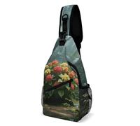 LLUTSNTH Sling Bag for Travel & Hiking, Rainforest Hydrangea Crossbody Chest Pack Fanny Pack with Adjustable Strap, Rainforest Hydrangea, 38x20cm, Rainforest Hydrangea