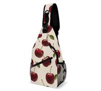 LLUTSNTH Sling Bag for Travel & Hiking, Rainforest Hydrangea Crossbody Chest Pack Fanny Pack with Adjustable Strap, Red Cherry, 38x20cm, Red Cherry
