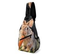 LLUTSNTH Sling Bag for Travel & Hiking, Rainforest Hydrangea Crossbody Chest Pack Fanny Pack with Adjustable Strap, Rabbit, 38x20cm, Rabbit