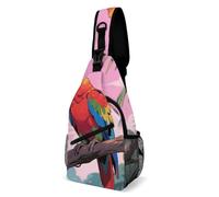 LLUTSNTH Sling Bag for Travel & Hiking, Rainforest Hydrangea Crossbody Chest Pack Fanny Pack with Adjustable Strap, Rainbow Parrot, 38x20cm, Rainbow Parrot