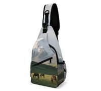 LLUTSNTH Sling Bag for Travel & Hiking, Sailing at The Seaside Crossbody Chest Pack Fanny Pack with Adjustable Strap, Snow - Capped Mountain, 38x20cm, Snow - Capped Mountain