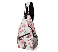 LLUTSNTH Sling Bag for Travel & Hiking, Spring Floral Patterns Crossbody Chest Pack Fanny Pack with Adjustable Strap, Cherry Blossom, 38x20cm, Cherry Blossom