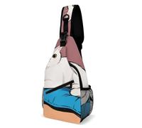 LLUTSNTH Sling Bag for Travel & Hiking, Tropical Beach Crossbody Chest Pack Fanny Pack with Adjustable Strap, White Cat, 38x20cm, White Cat