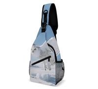 LLUTSNTH Sling Bag for Travel & Hiking, Tropical Beach Crossbody Chest Pack Fanny Pack with Adjustable Strap, White Snowy Owl, 38x20cm, White Snowy Owl