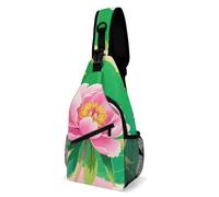 LLUTSNTH Sling Bag for Travel & Hiking, Tropical Beach Crossbody Chest Pack Fanny Pack with Adjustable Strap, Watercolor Flower, 38x20cm, Watercolor Flower
