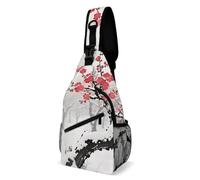 LLUTSNTH Sling Bag for Travel & Hiking, Tropical Beach Crossbody Chest Pack Fanny Pack with Adjustable Strap, Winter Plum Grove, 38x20cm, Winter Plum Grove