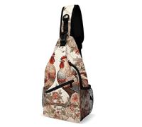 LLUTSNTH Sling Bag for Travel & Hiking, Two Flower Roosters Crossbody Chest Pack Fanny Pack with Adjustable Strap, Two Flower Roosters, 38x20cm