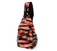 LLUTSNTH Sling Bag for Travel & Hiking, Two Flower Roosters Crossbody Chest Pack Fanny Pack with Adjustable Strap, Bacon Pattern, 38x20cm