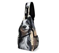 LLUTSNTH Sling Bag for Travel & Hiking, Two Flower Roosters Crossbody Chest Pack Fanny Pack with Adjustable Strap, Whimsical Dog, 38x20cm