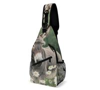 LLUTSNTH Sling Bag for Travel & Hiking, Wildflowers Daisy Crossbody Chest Pack Fanny Pack with Adjustable Strap, Donkey in Daisy Bush, 38x20cm